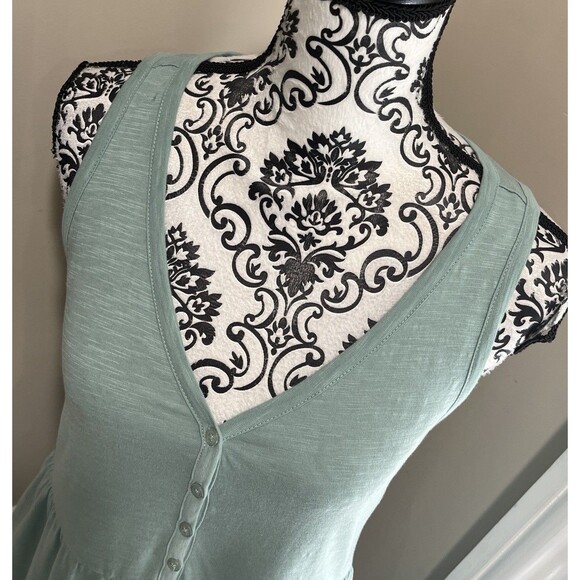Pact Maxi Dress Womens S Slub Knit Organic Sage Green Henley Tank Dress Comfy - Picture 2 of 13